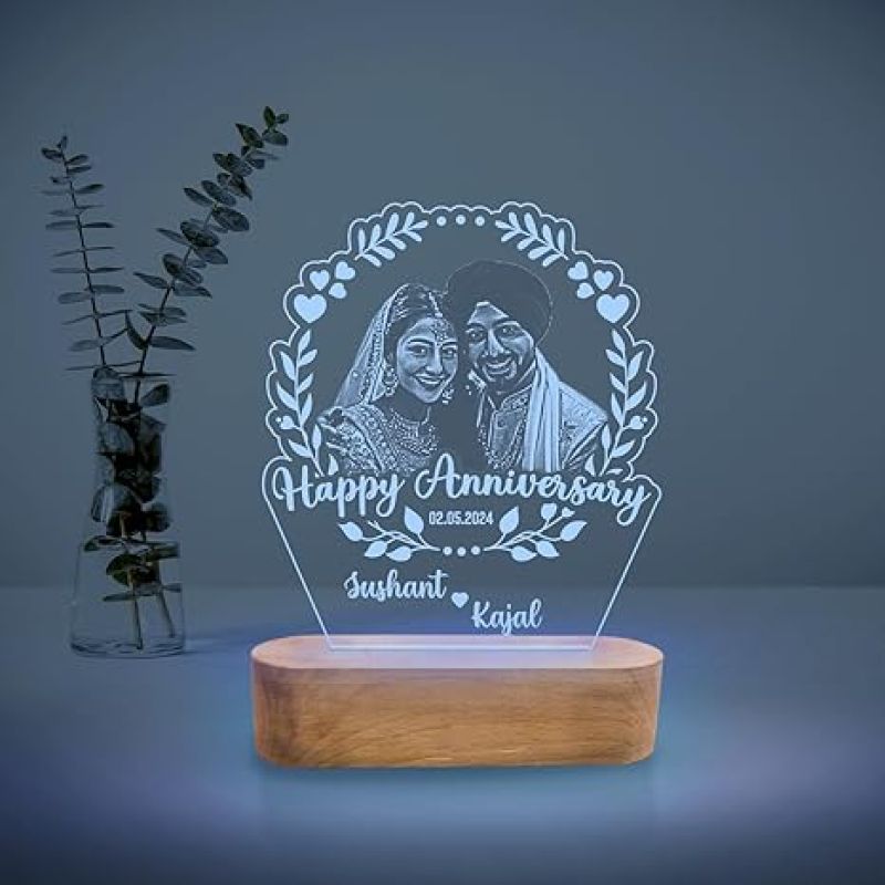 Customized Anniversary Photo Lamp - Your Picture & Text