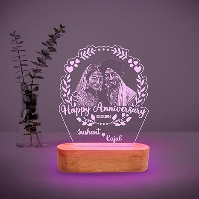 Customized Anniversary Photo Lamp - Your Picture & Text