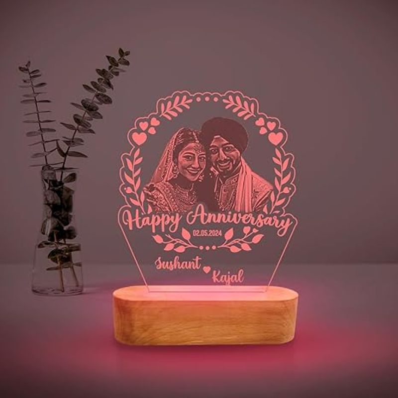 Customized Anniversary Photo Lamp - Your Picture & Text