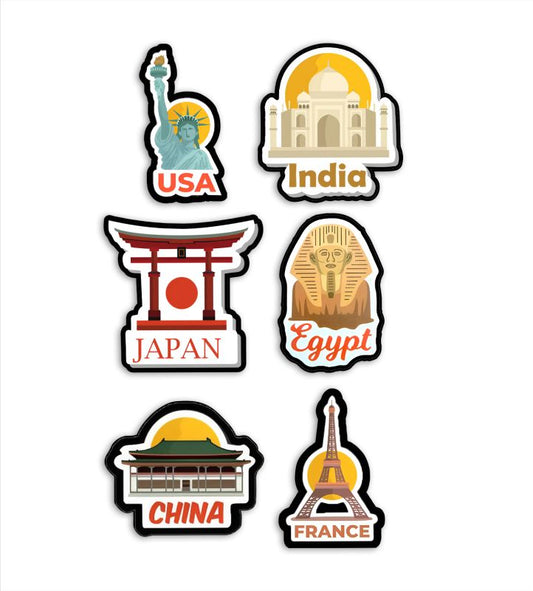 Wooden Fridge Magnet Country Theme - Pack of 6