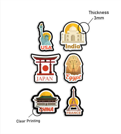 Wooden Fridge Magnet Country Theme - Pack of 6