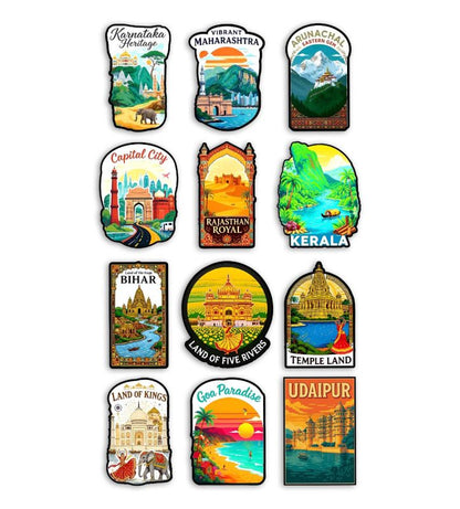 India State Wooden Fridge Magnet Countries Combo - pack of 12